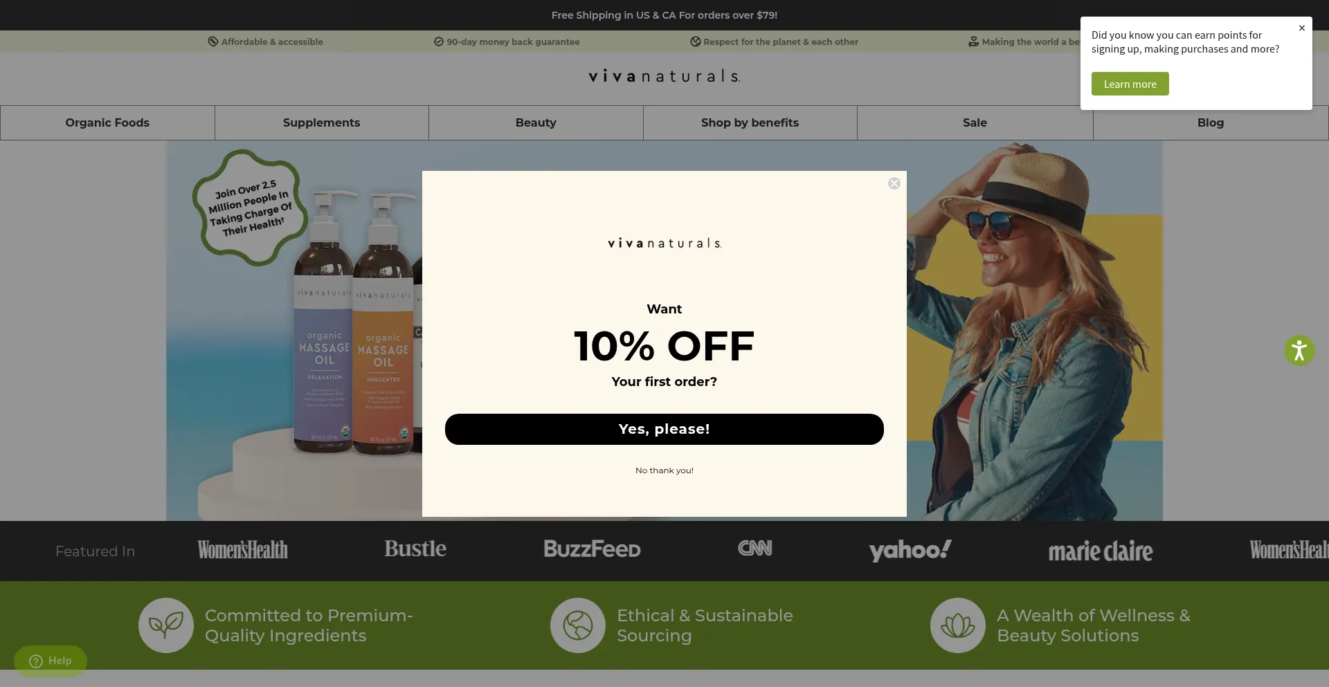 Website screenshot of Vivanaturals.com