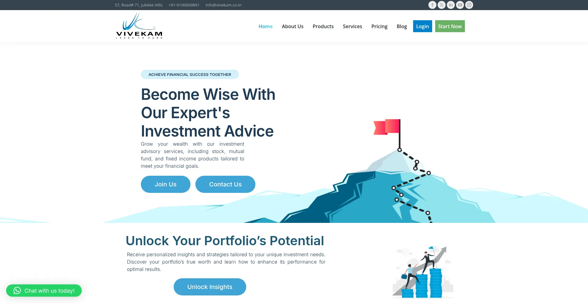 Website screenshot of Vivekam.co.in