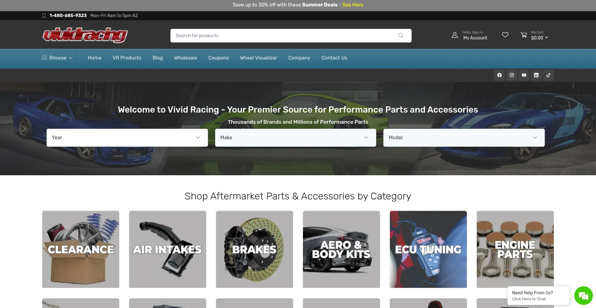 Website screenshot of Vividracing.com