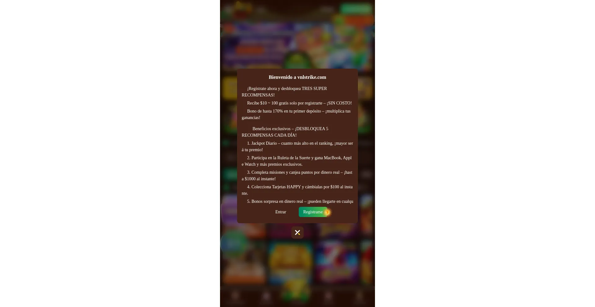 Website screenshot of Vnlstrike.com
