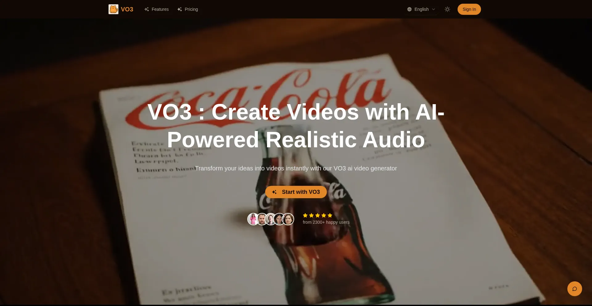 Website screenshot of Vo3.art