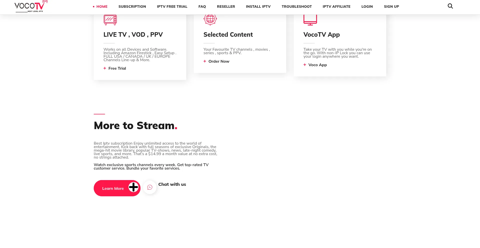Website screenshot of Vocotv.com