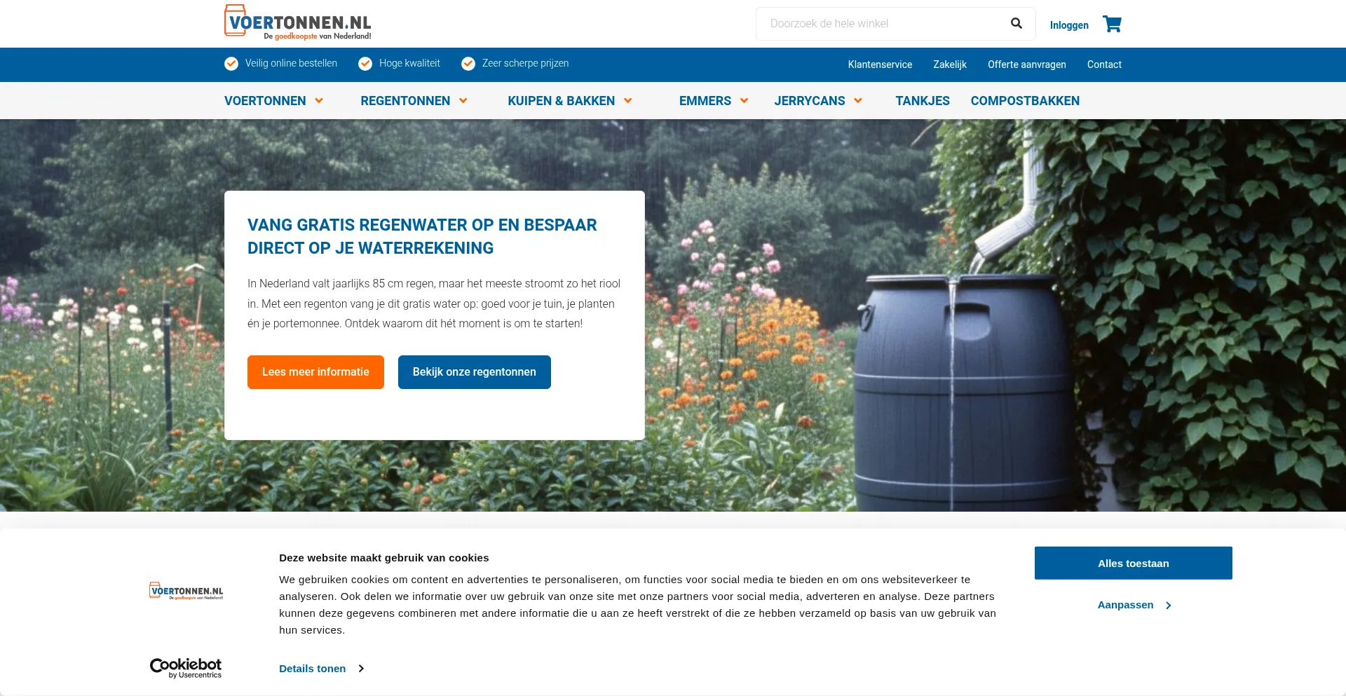 Website screenshot of Voertonnen.nl