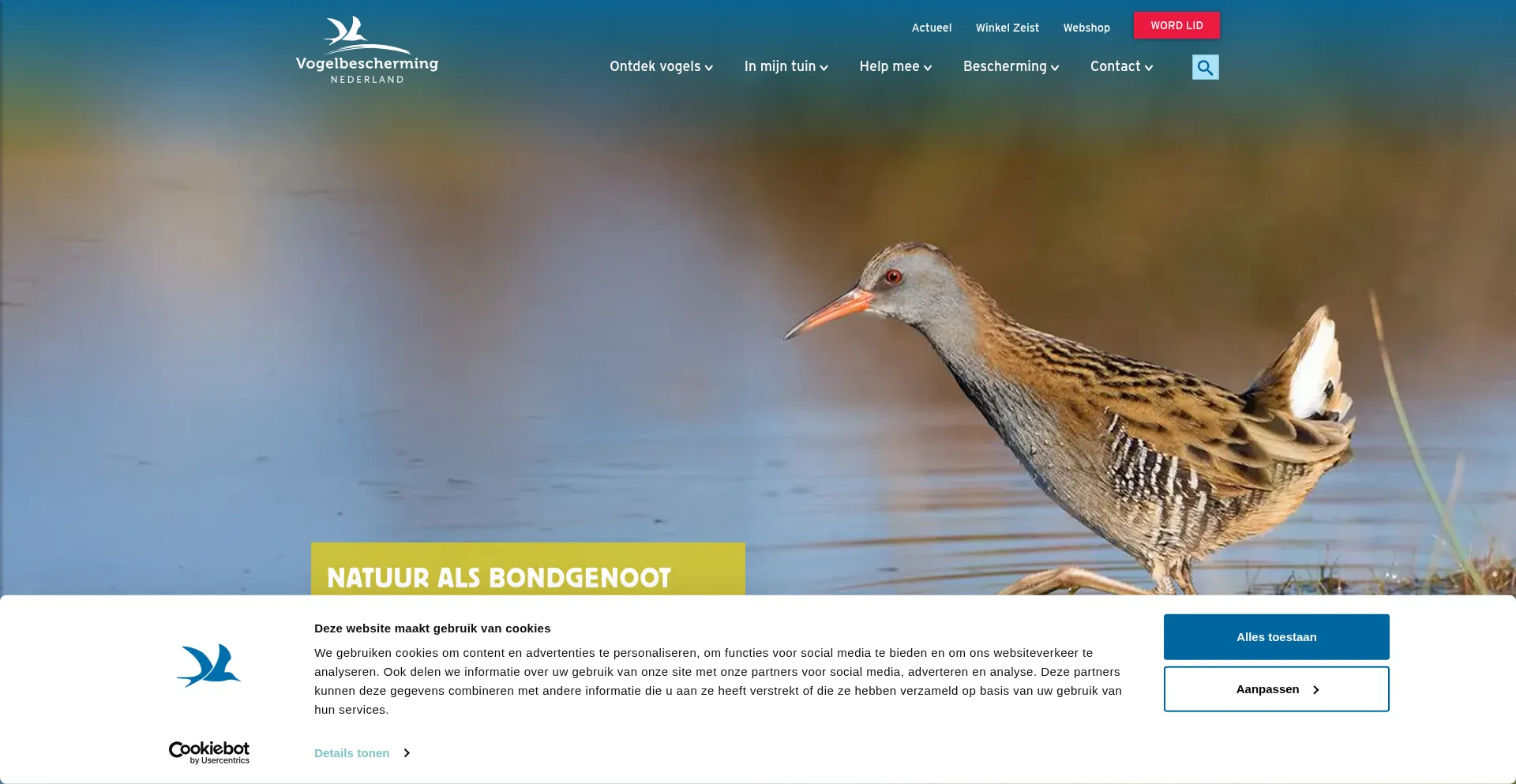 Website screenshot of Vogelbescherming.nl