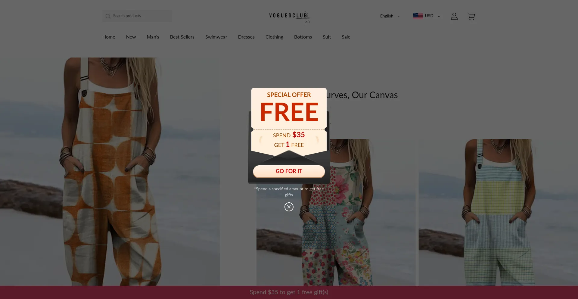 Website screenshot of Voguesclub.com