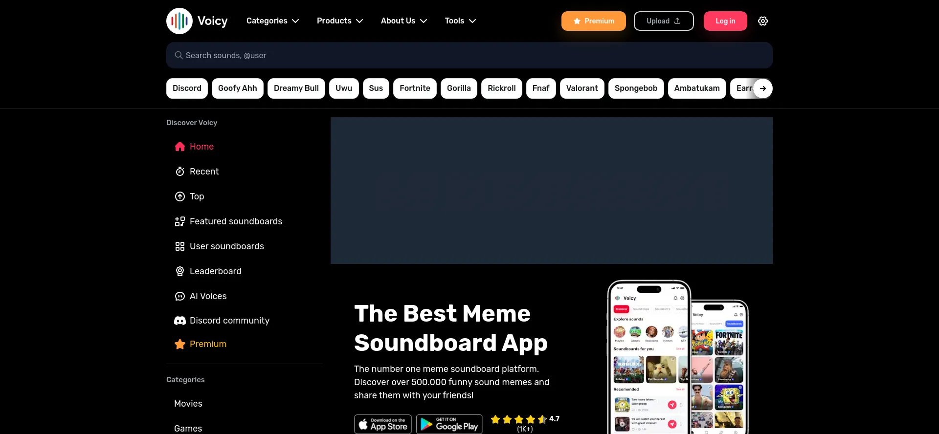 Website screenshot of Voicy.network
