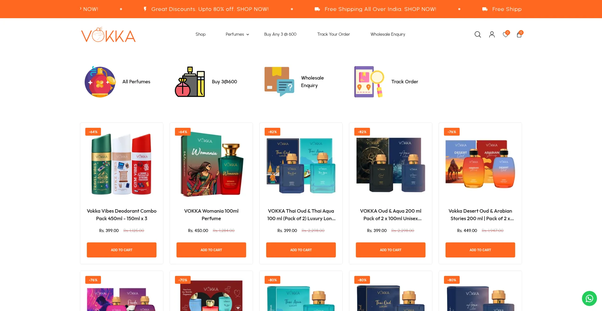 Website screenshot of Vokka.in