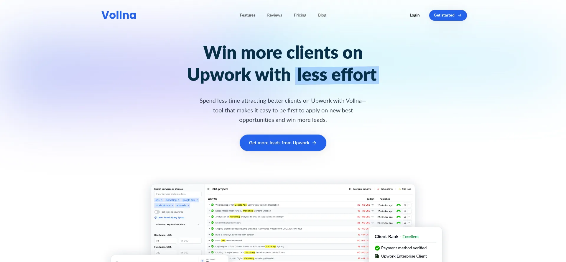 Website screenshot of Vollna.com