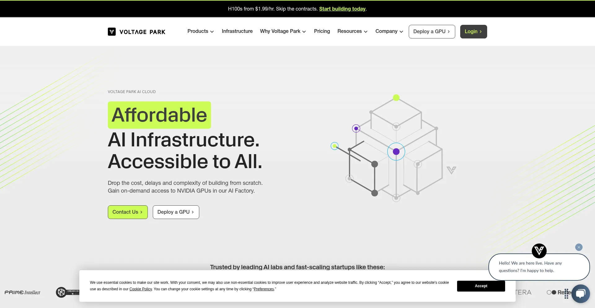 Website screenshot of Voltagepark.com