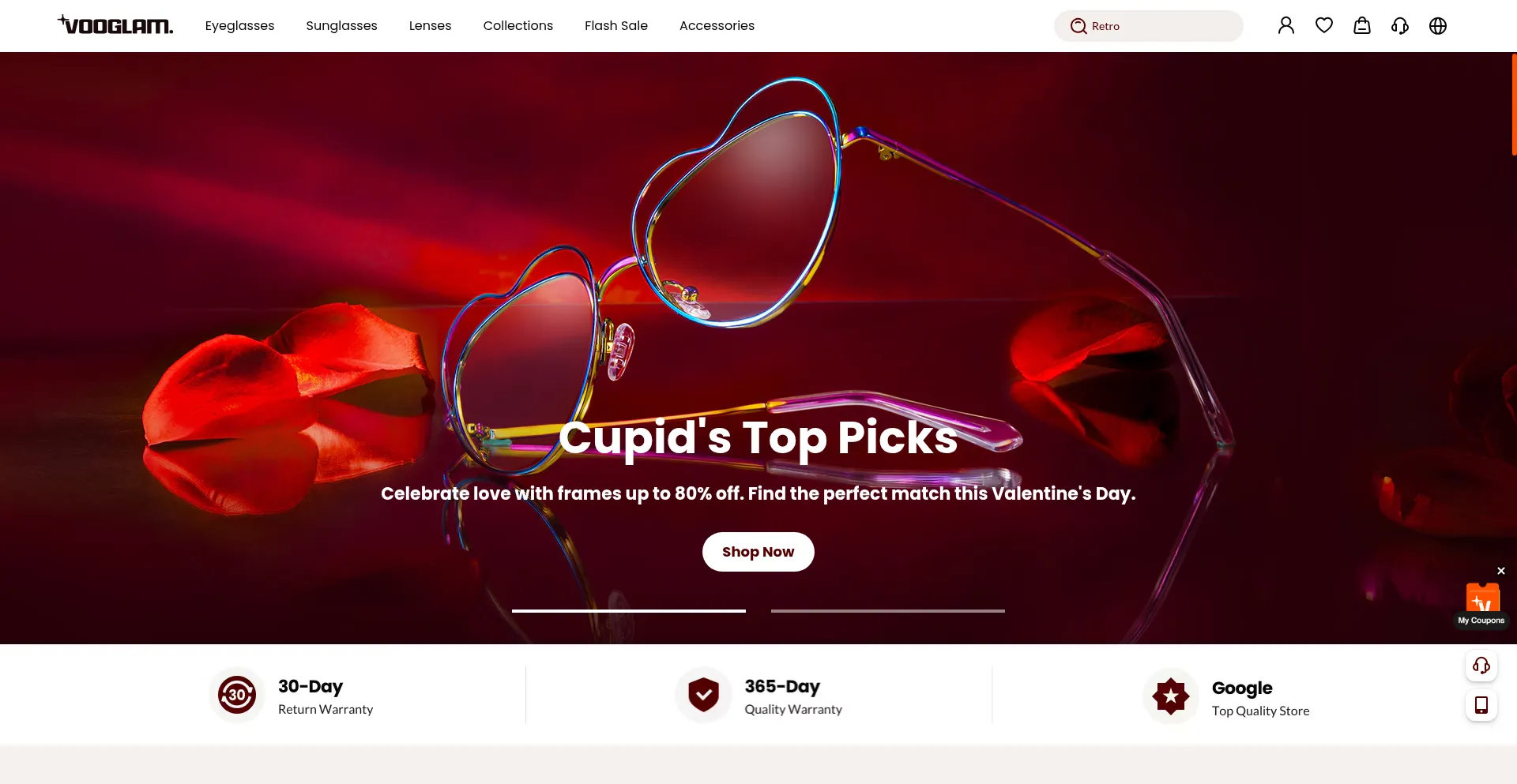 Website screenshot of Vooglam.com
