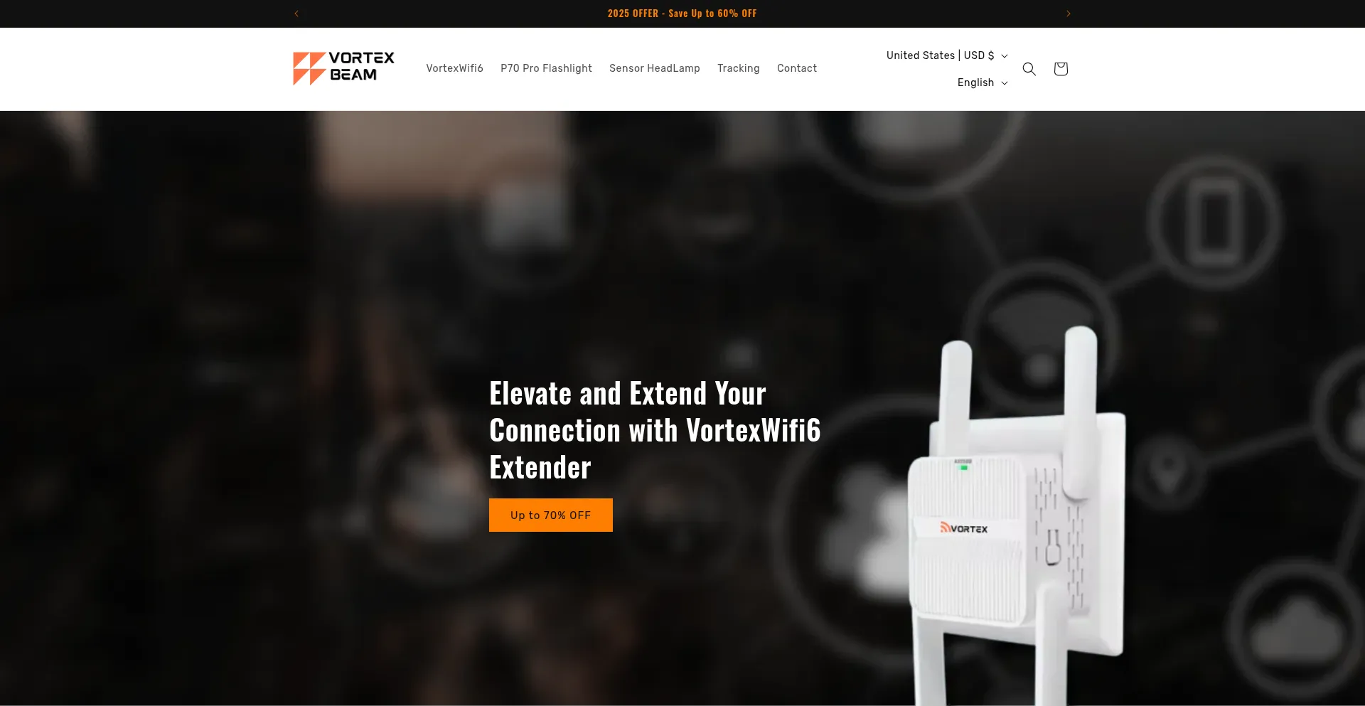 Website screenshot of Vortexbeam.com