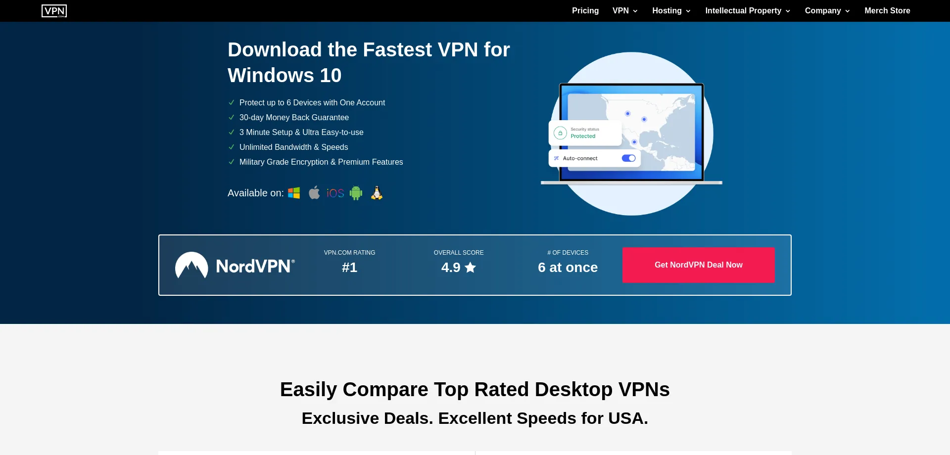 Website screenshot of Vpn.com