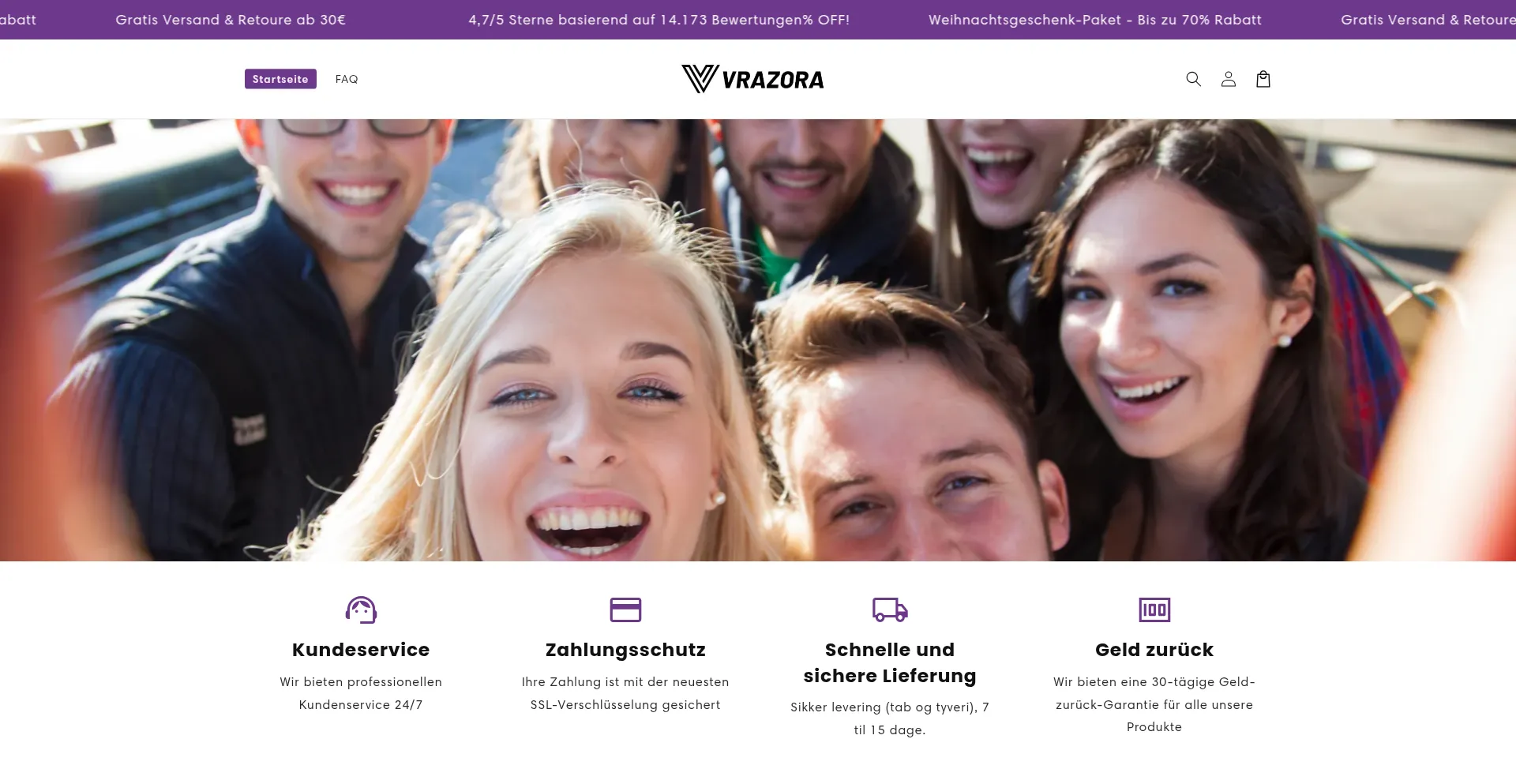 Website screenshot of Vrazora.com