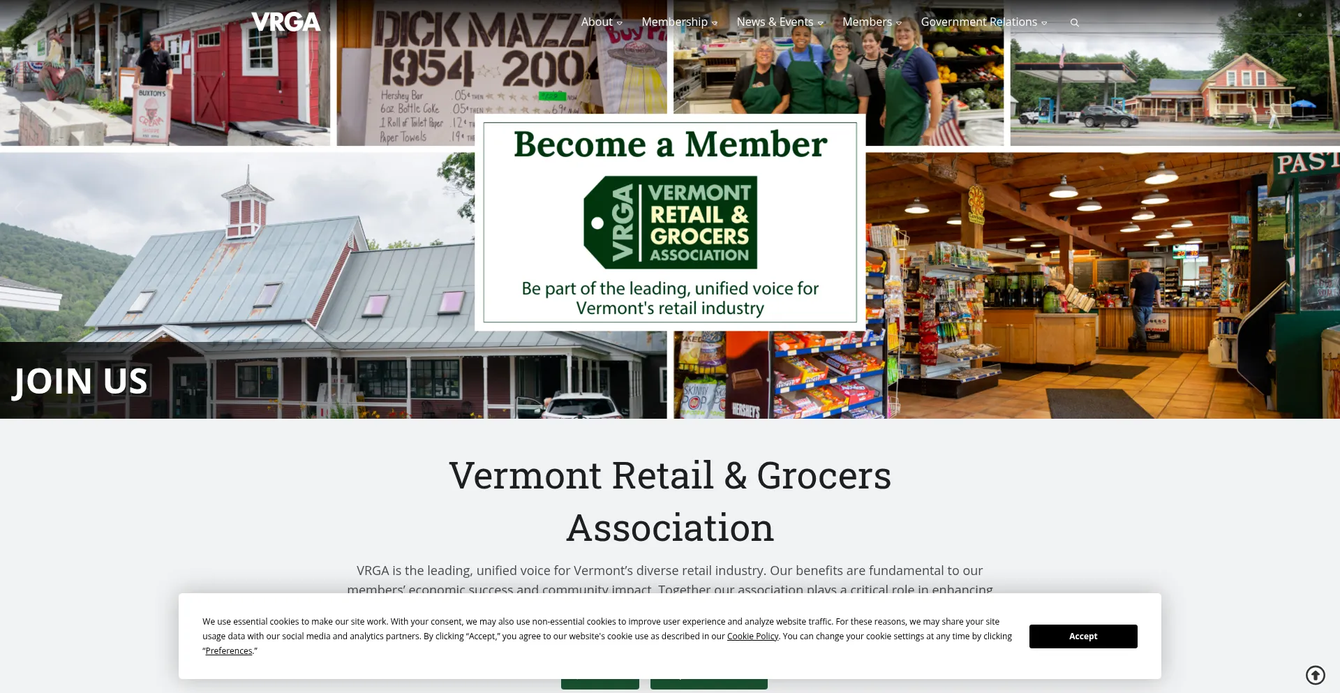 Website screenshot of Vtrga.org