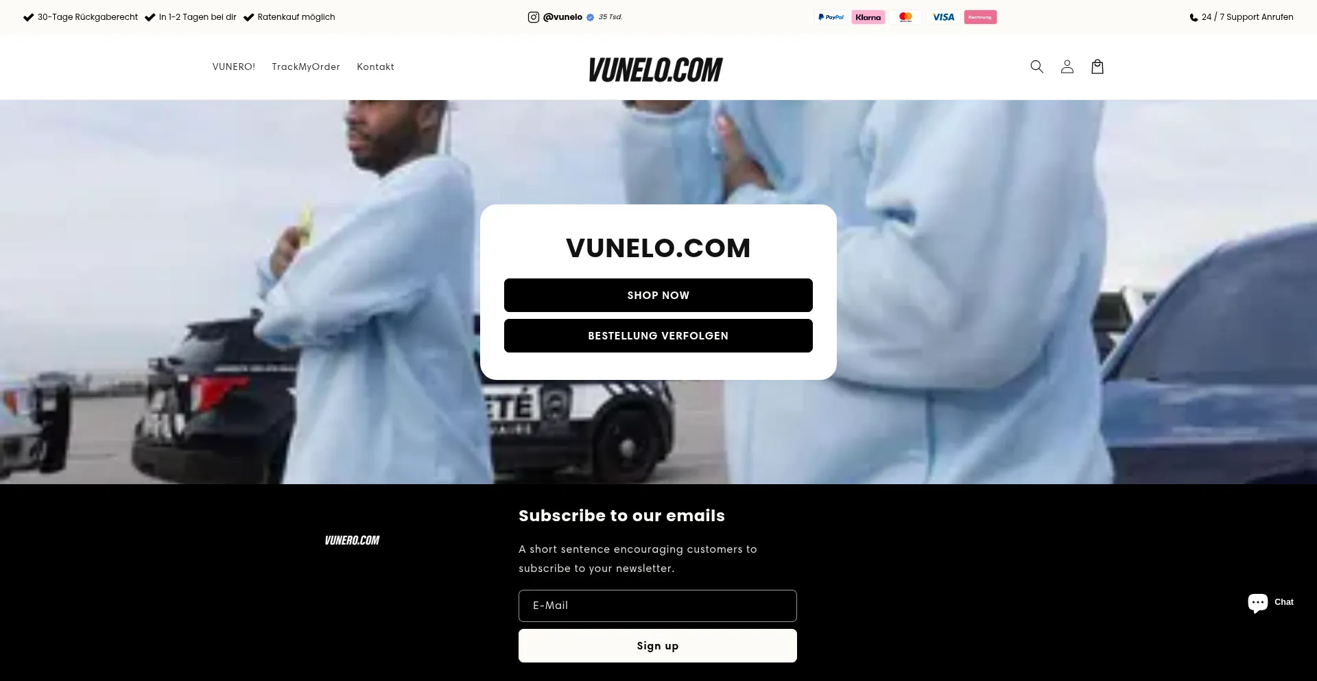 Website screenshot of Vunelo.com