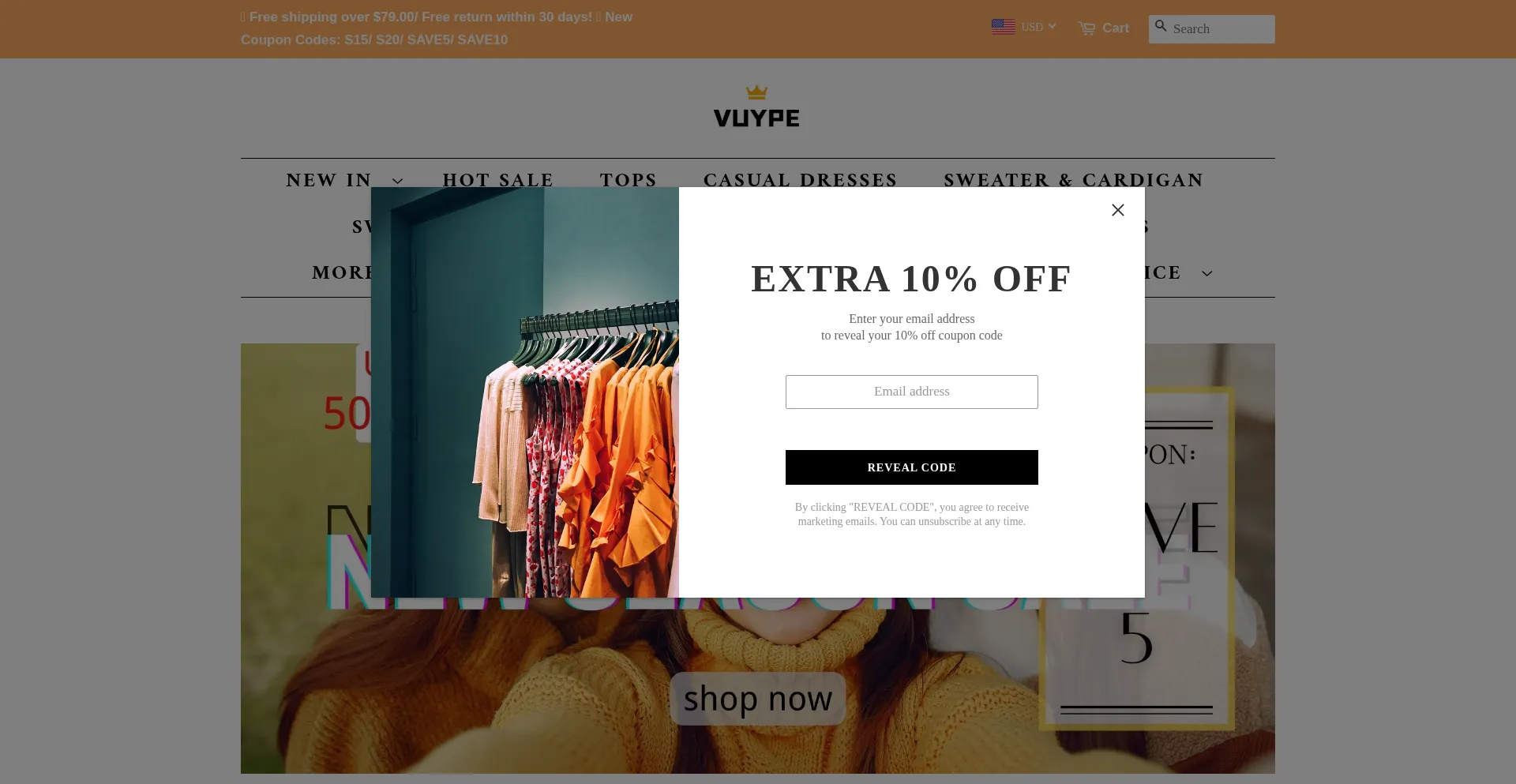 Website screenshot of Vuype.com