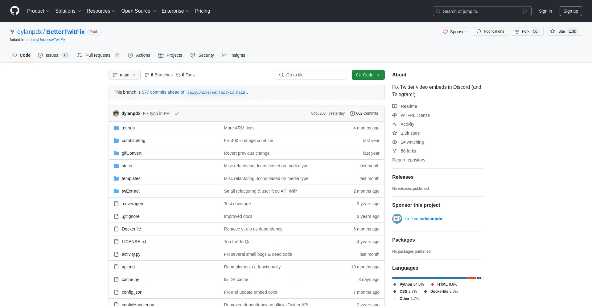 Website screenshot of Vxtwitter.com