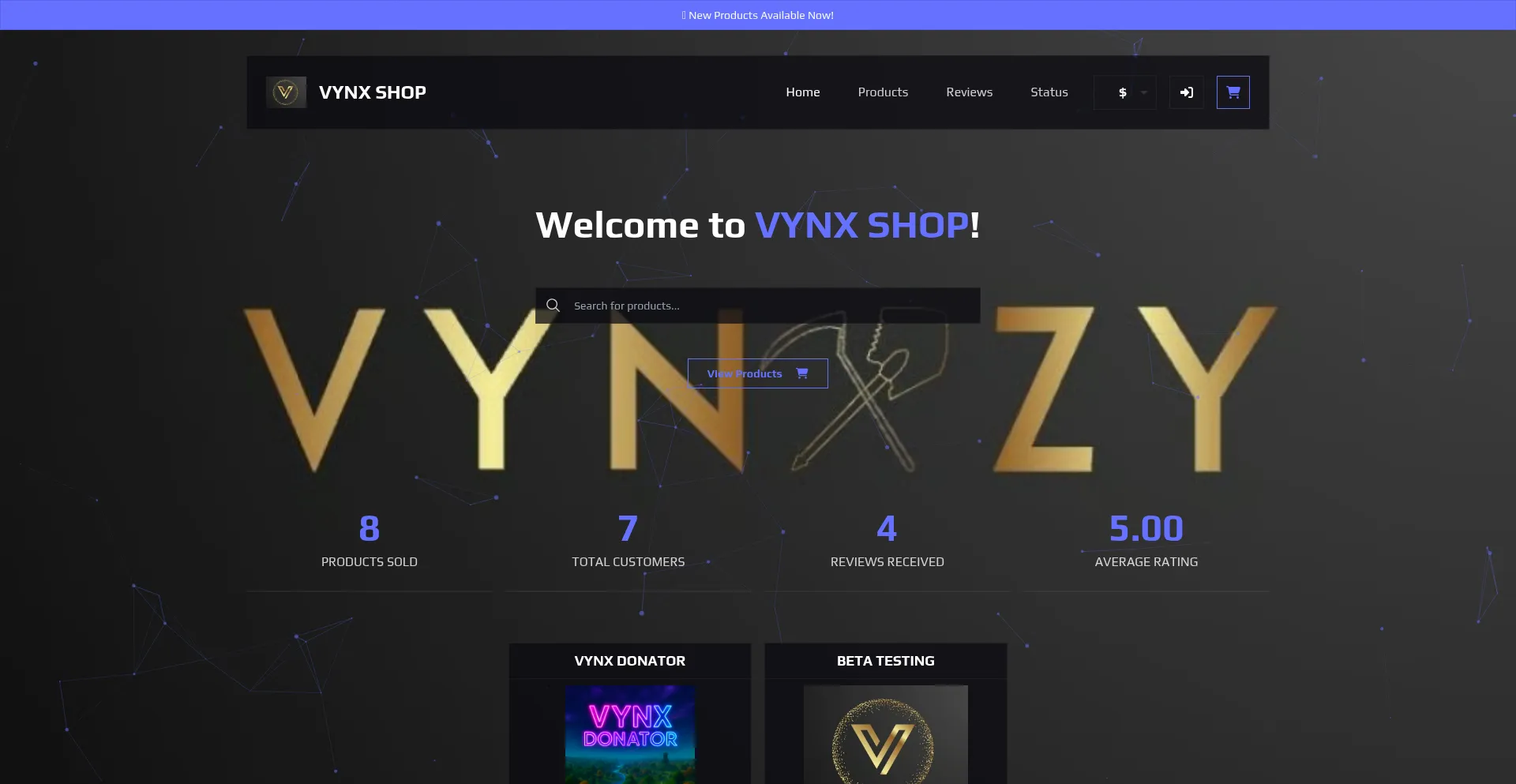 Website screenshot of Vynxzyshop.mysellauth.com