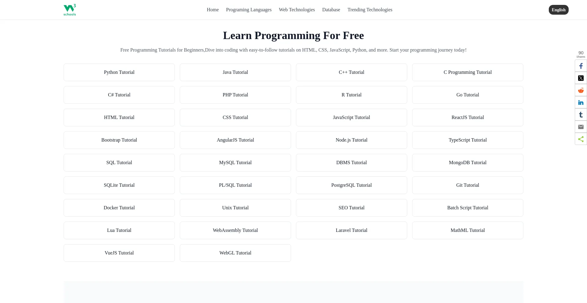 Website screenshot of W3schools.tech