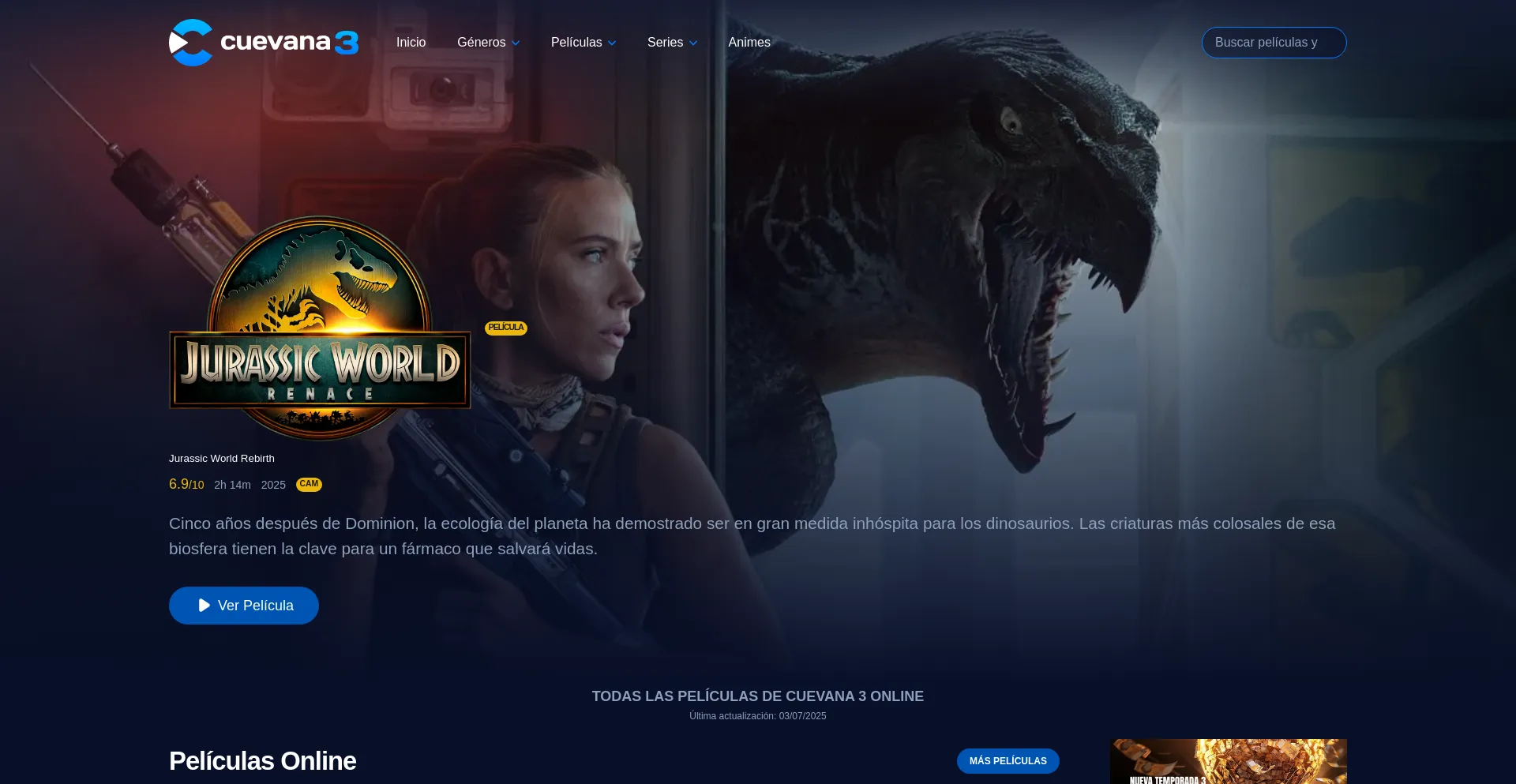 Website screenshot of W3vn.cuevana.pro