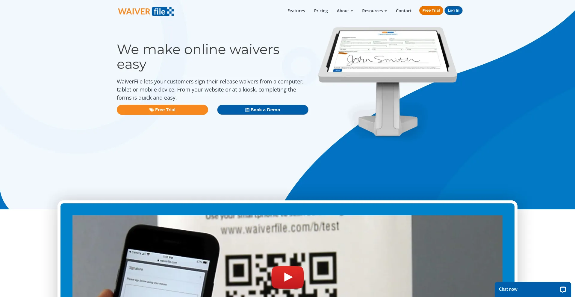 Website screenshot of Waiverfile.com