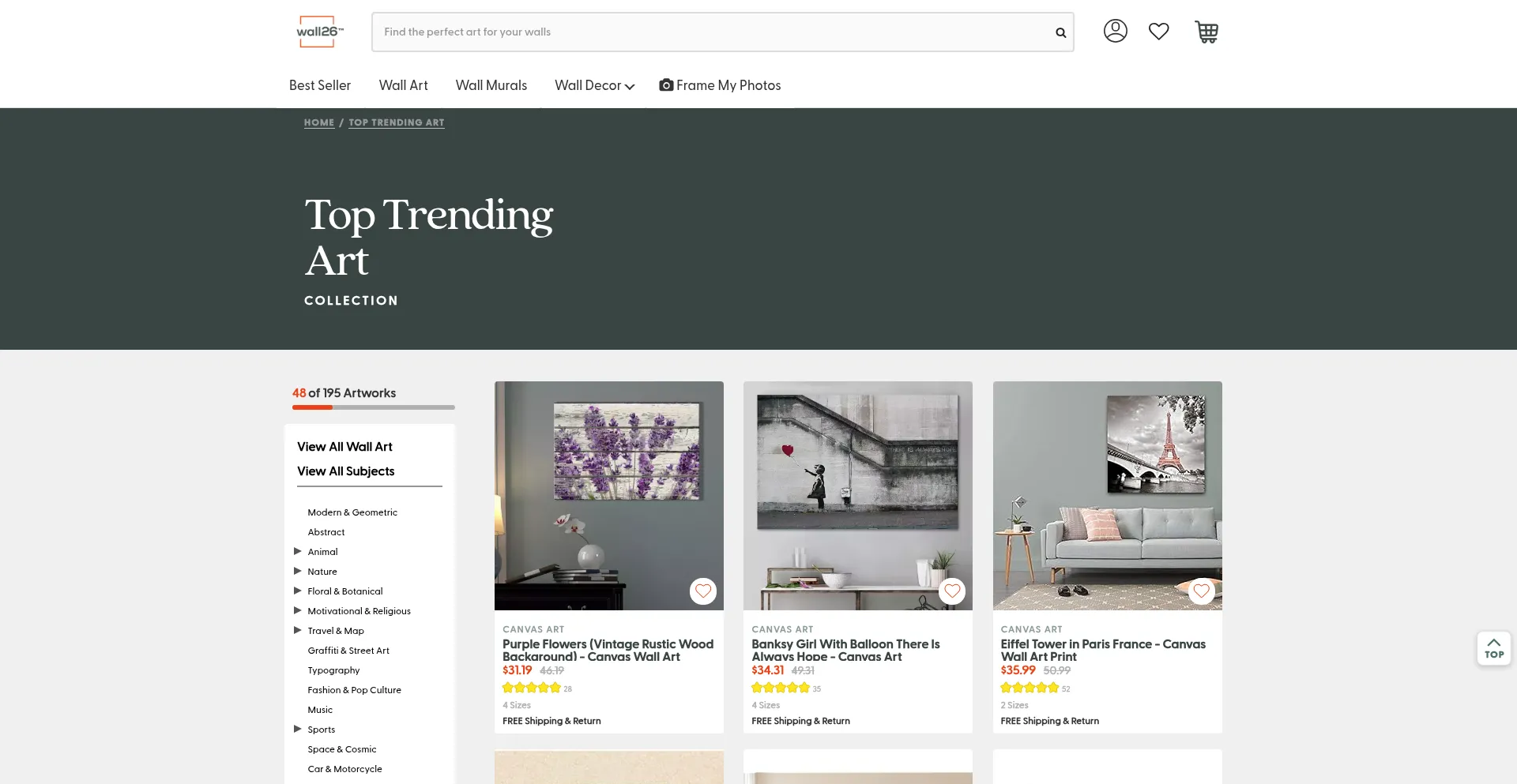 Website screenshot of Wall26.com