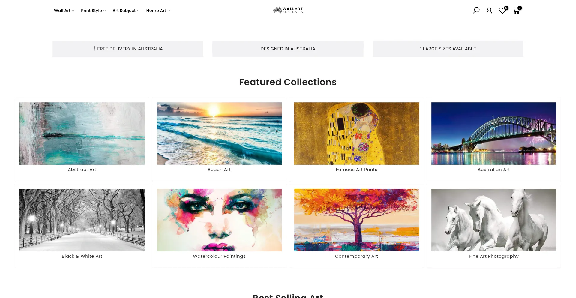 Website screenshot of Wallartaustralia.com