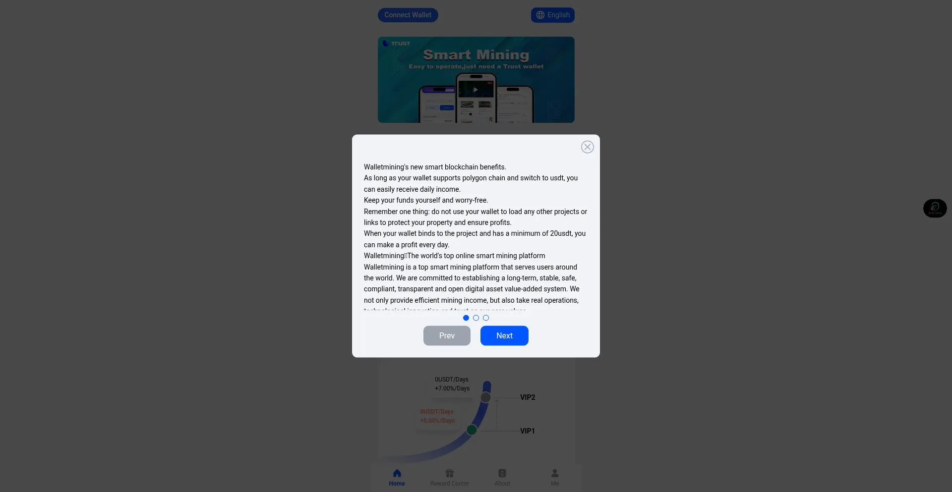 Website screenshot of Walletmining.top