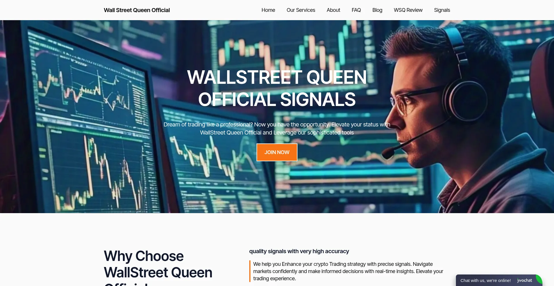 Website screenshot of Wallstreetqueen.pro