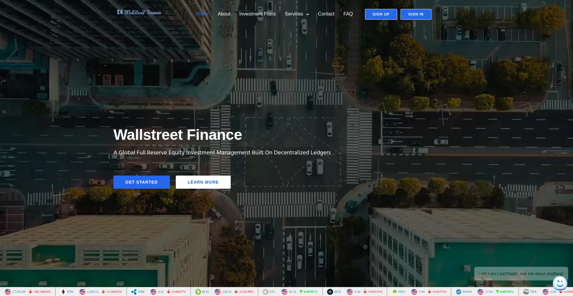 Website screenshot of Wallstreetsfinance.io