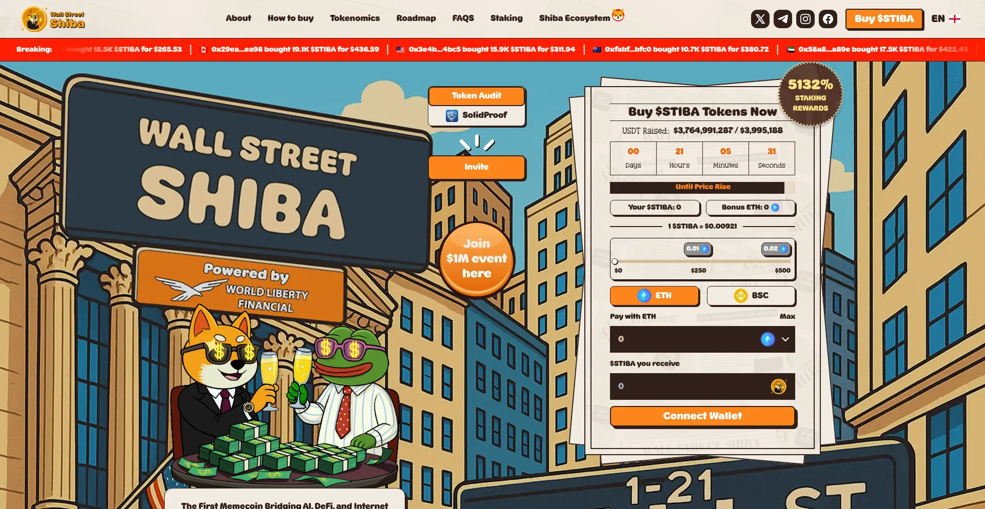 Website screenshot of Wallstreetshiba.com