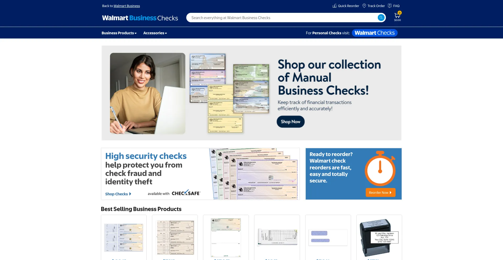 Website screenshot of Walmartbusinesschecks.com