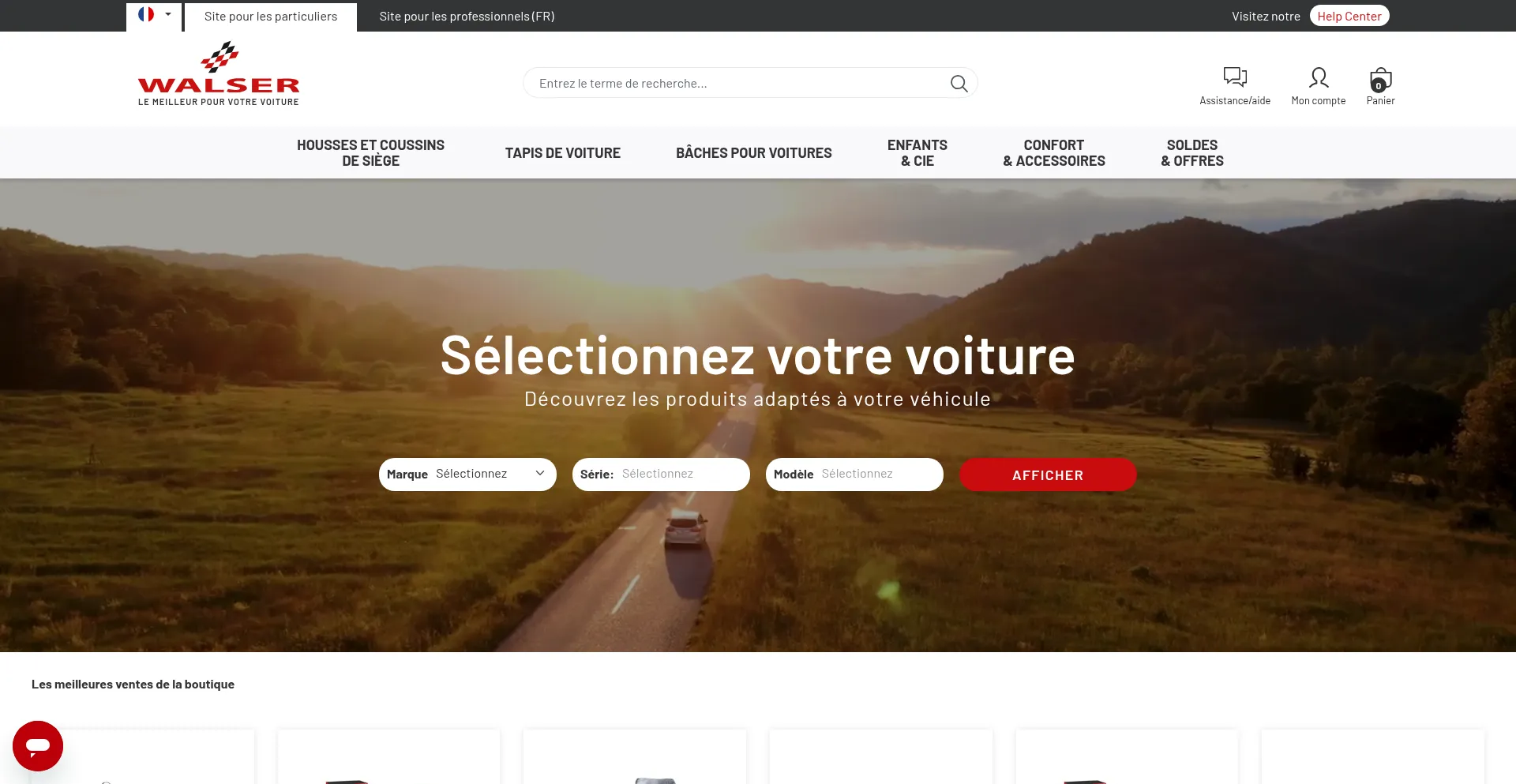 Website screenshot of Walser-shop.fr