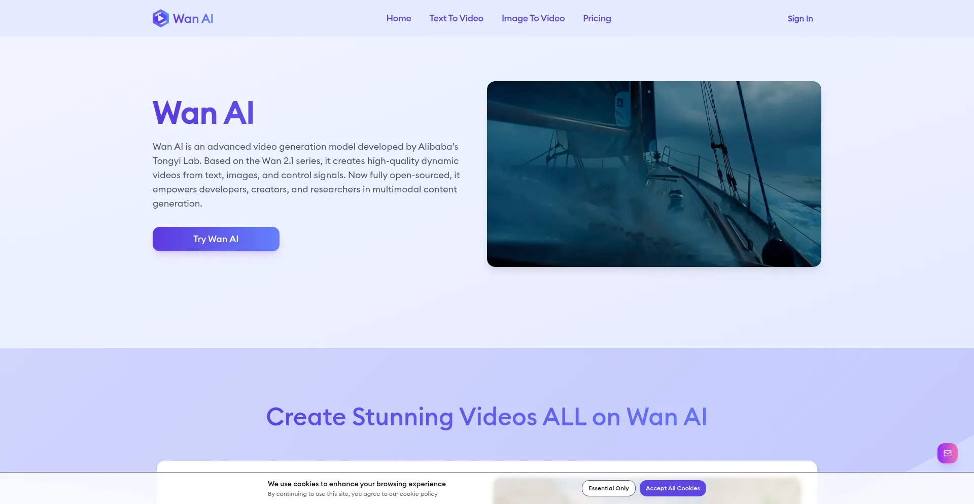 Website screenshot of Wan-ai.io