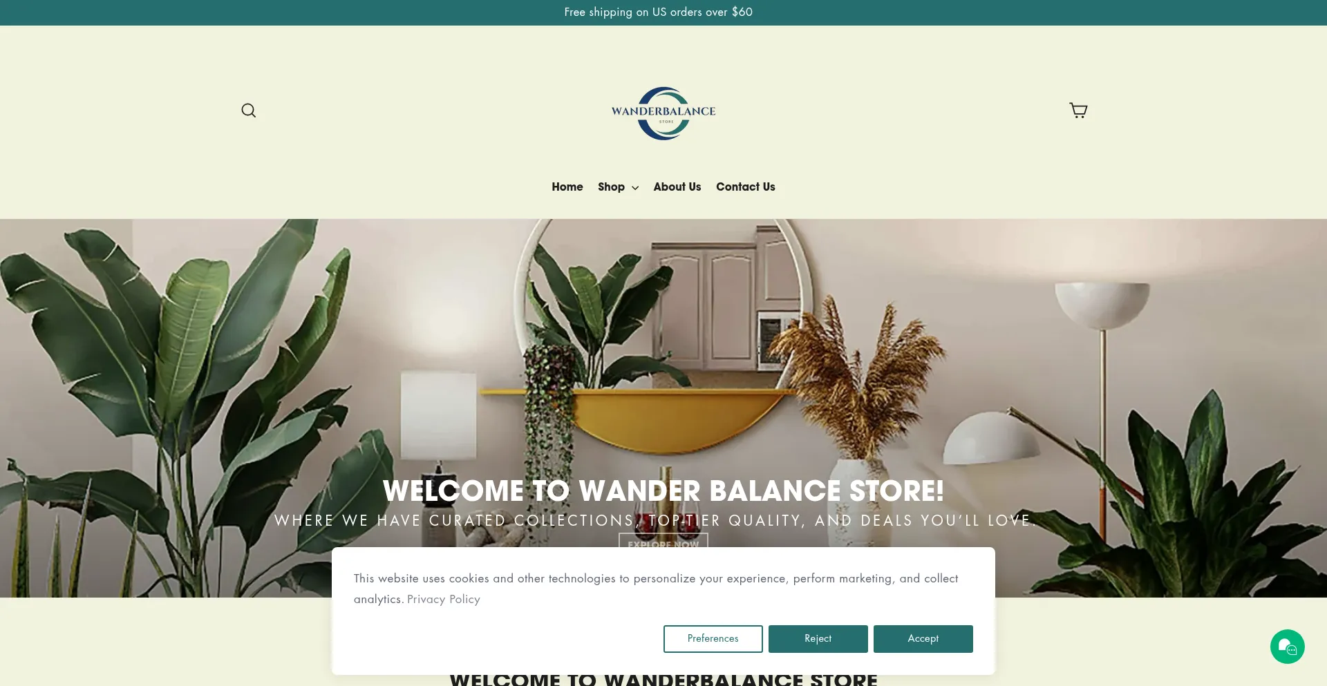 Website screenshot of Wanderbalance.com