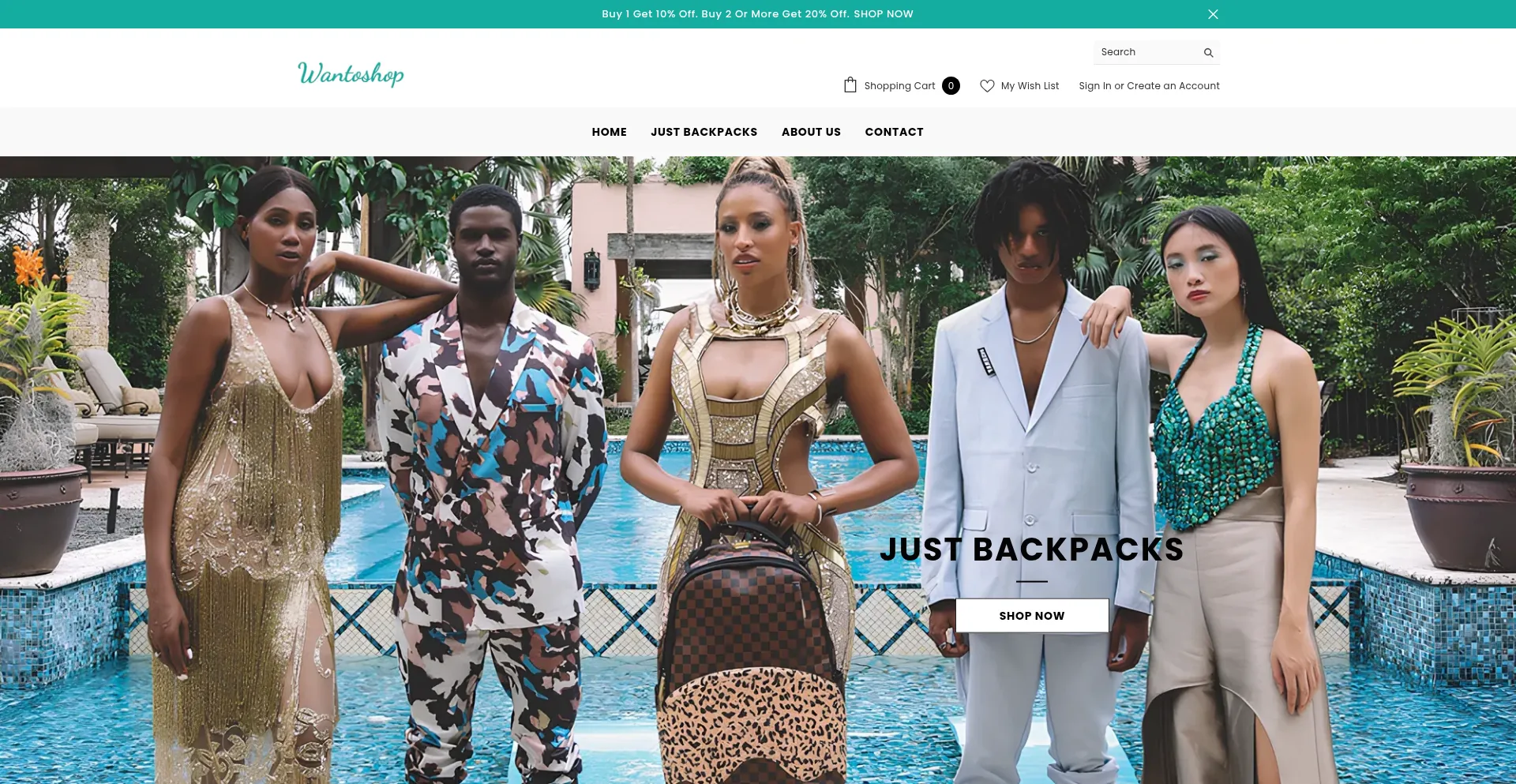 Website screenshot of Wantoshop.com