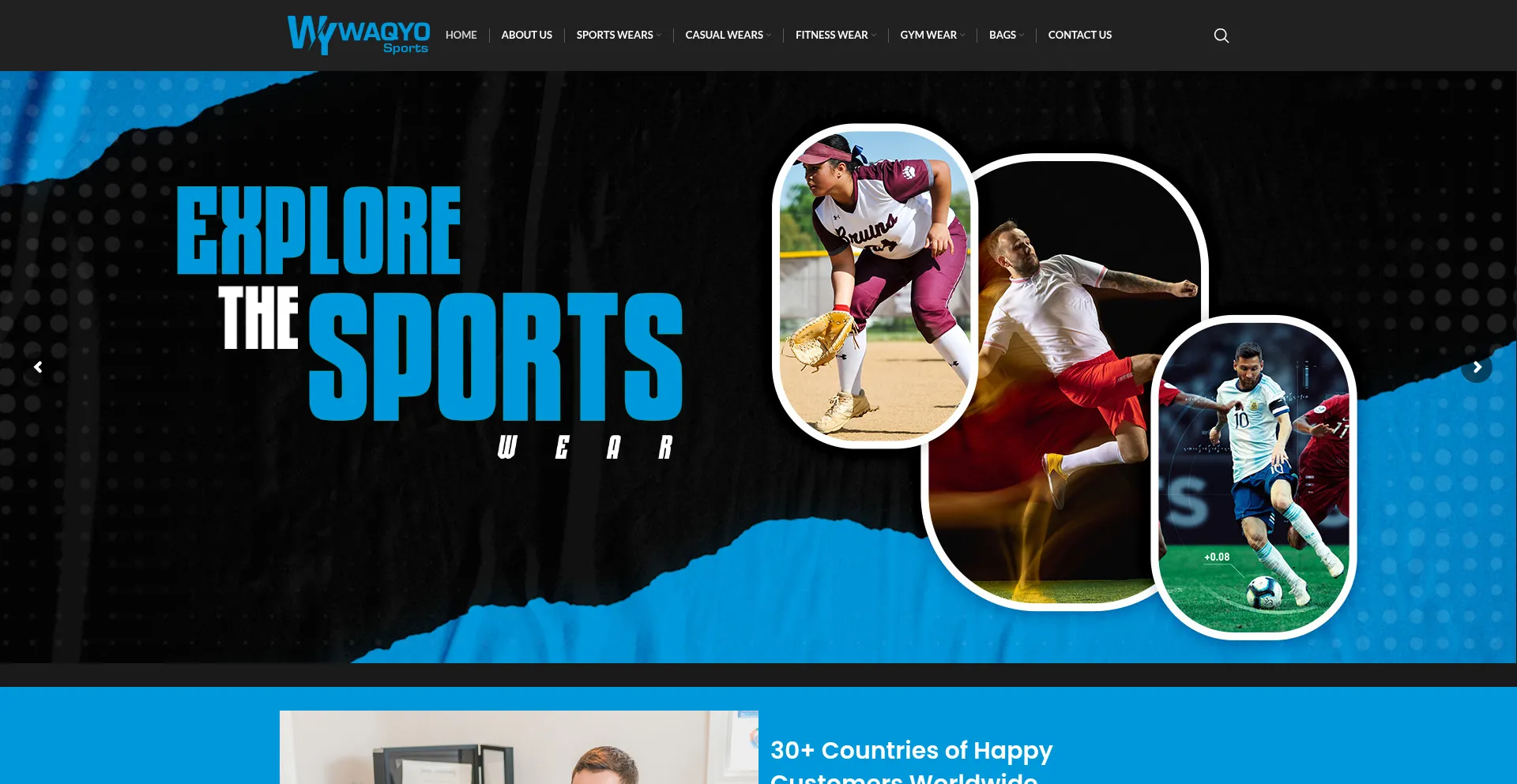 Website screenshot of Waqyosports.com