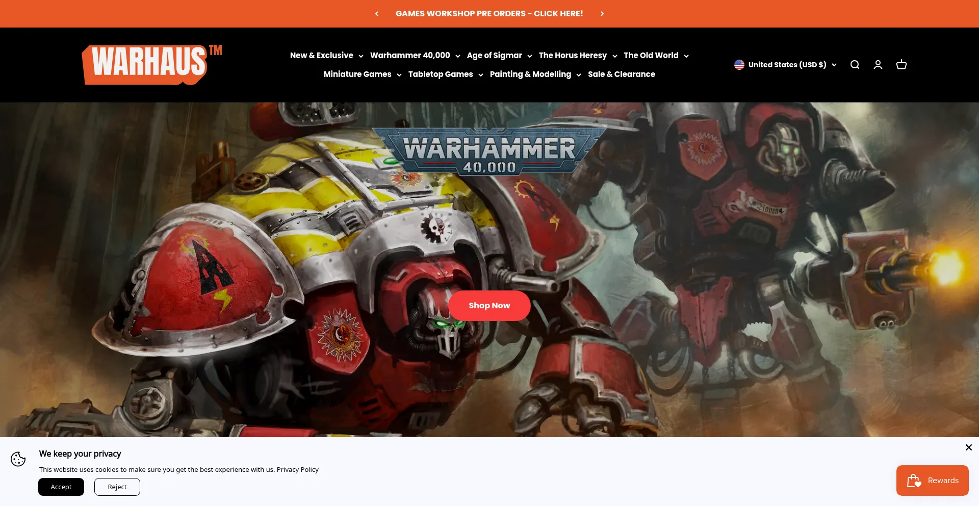 Website screenshot of Warhaus.com.au