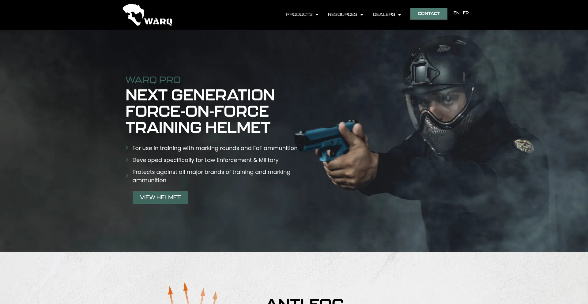 Website screenshot of Warqhelmets.com