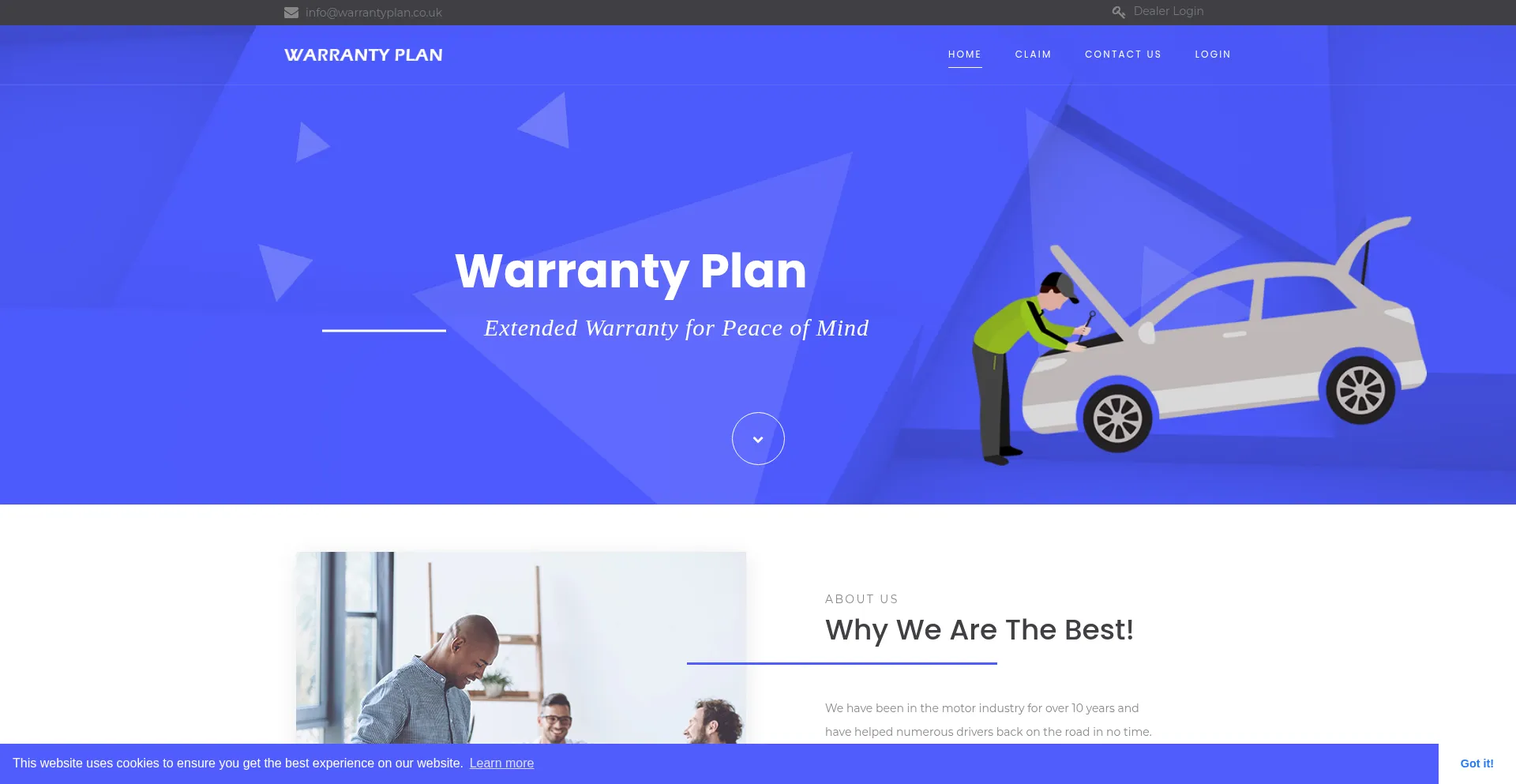 Website screenshot of Warrantyplan.co.uk