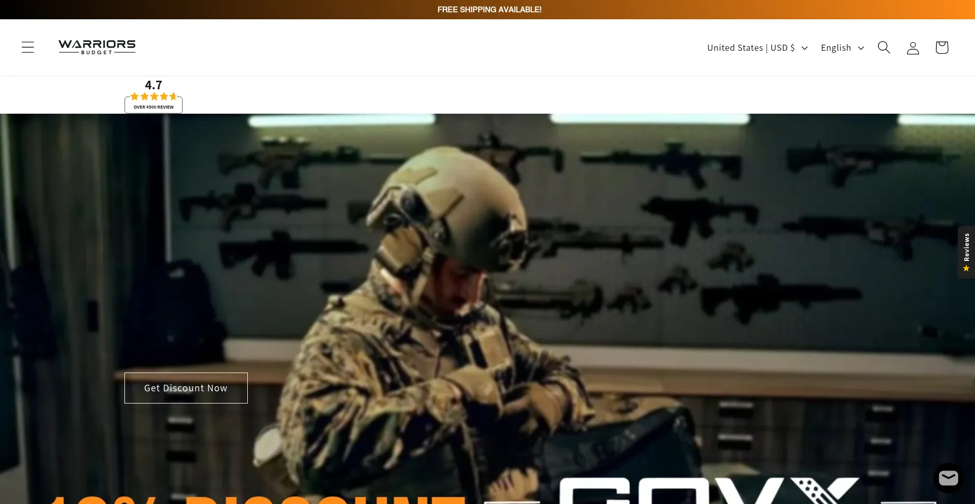 Website screenshot of Warriorsbudget.com
