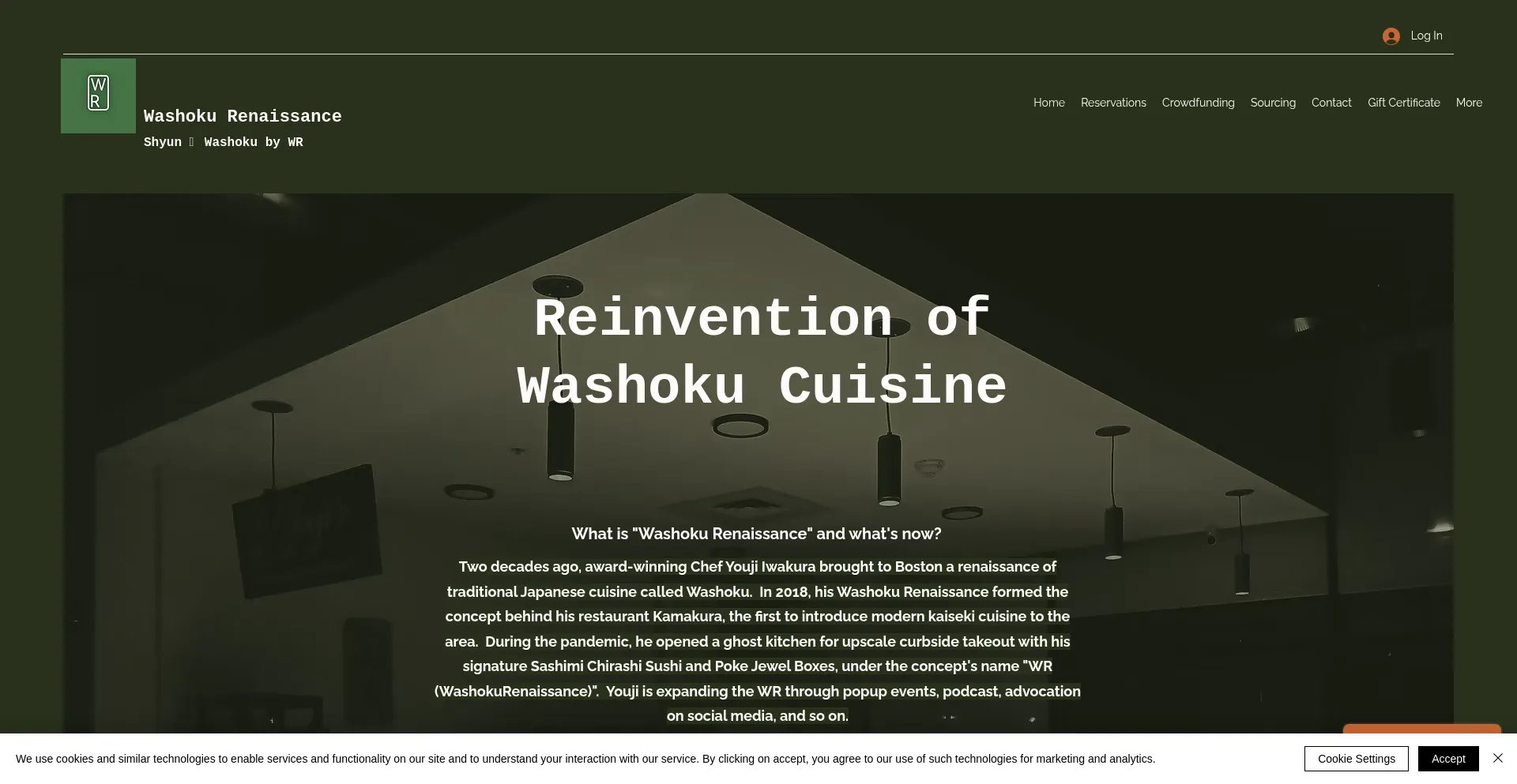Website screenshot of Washokurenaissance.com