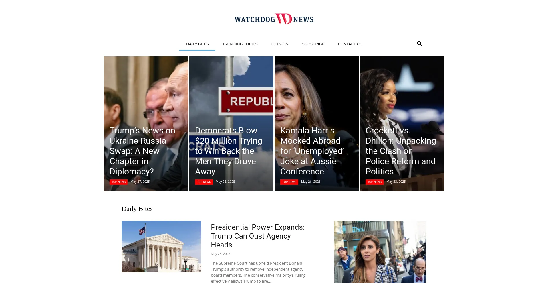 Website screenshot of Watchdognews.org