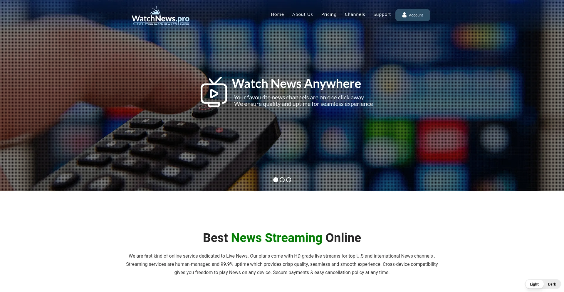Website screenshot of Watchnews.pro
