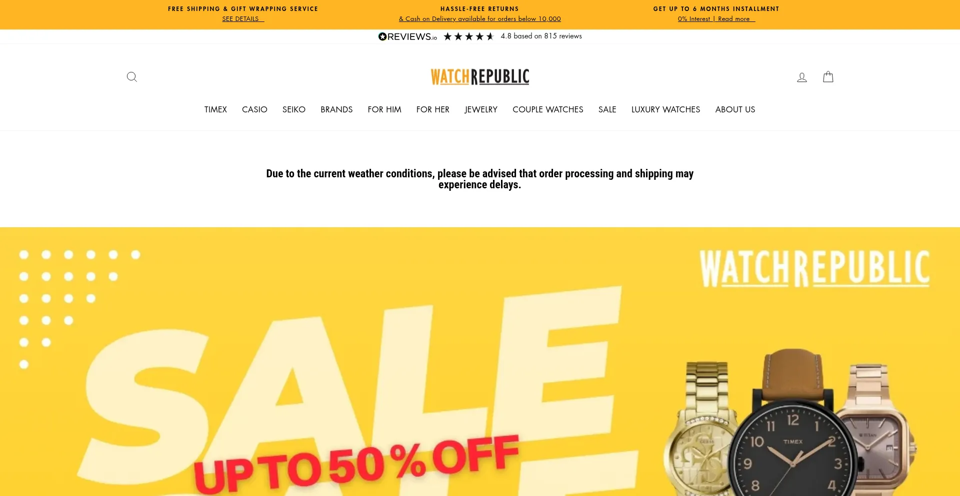 Website screenshot of Watchrepublicshop.com