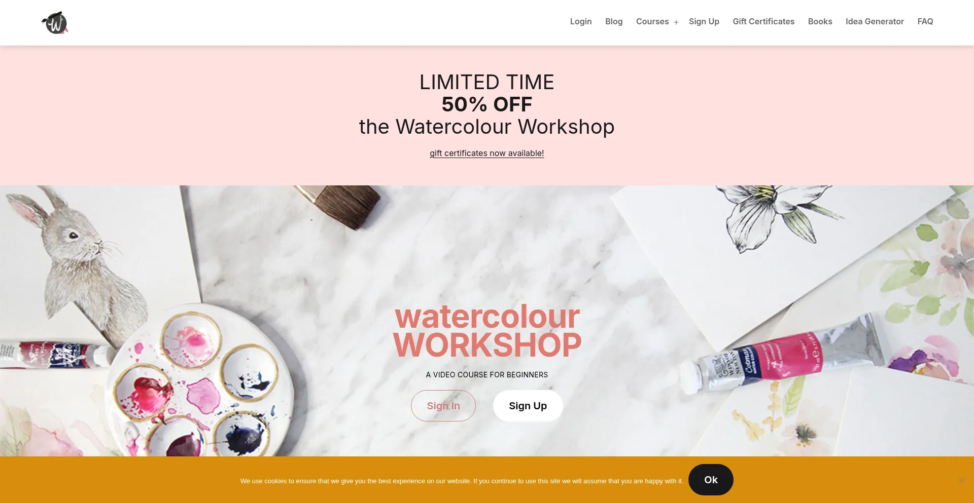 Website screenshot of Watercolour-workshop.com