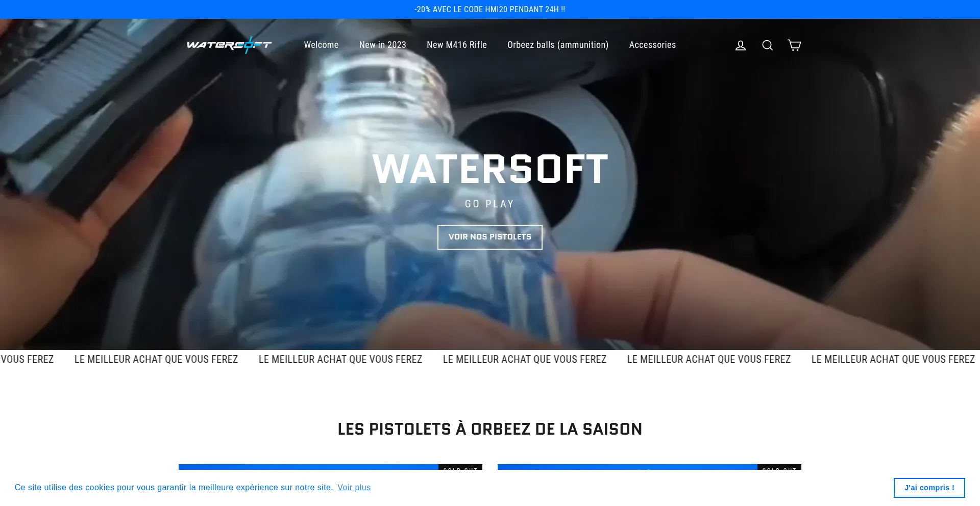 Website screenshot of Watersoft-ball.myshopify.com