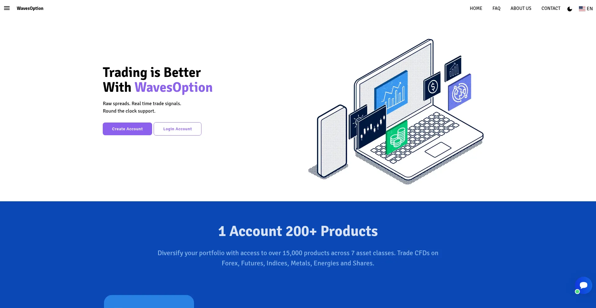 Website screenshot of Wavesoption.com