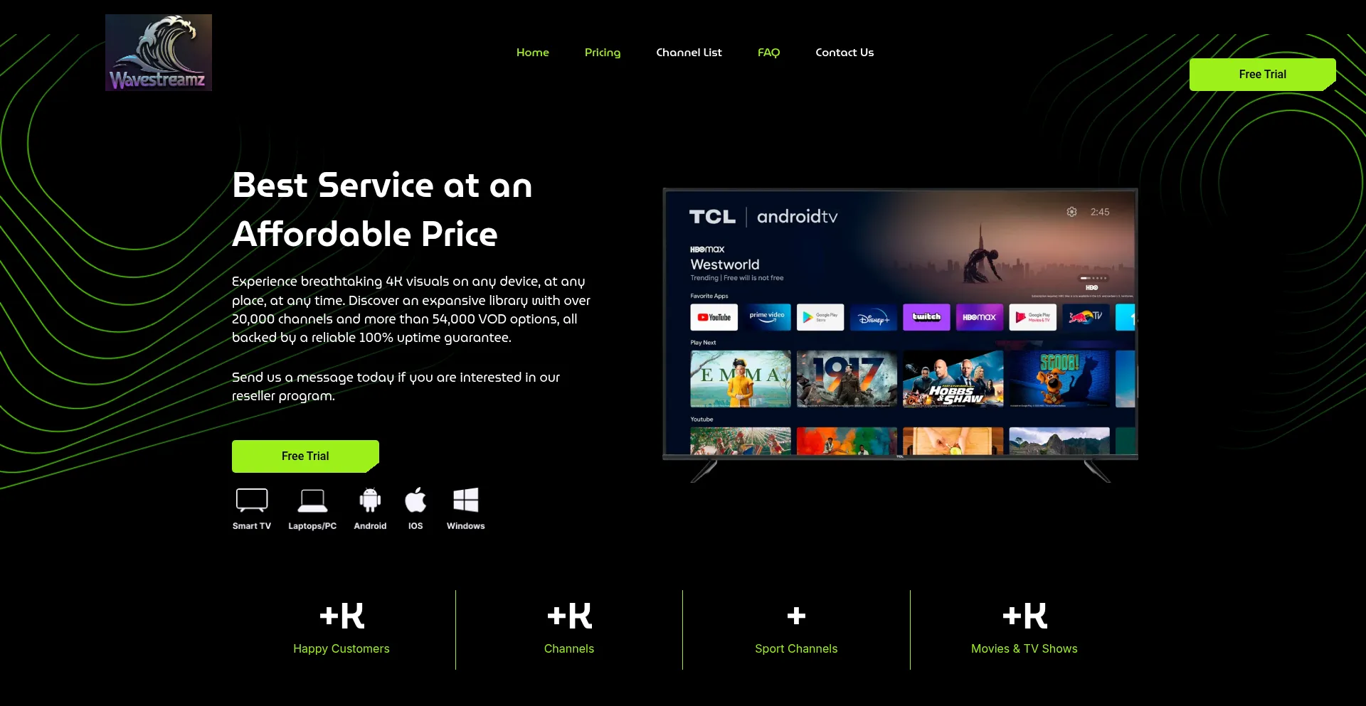 Website screenshot of Wavestreamz.ca