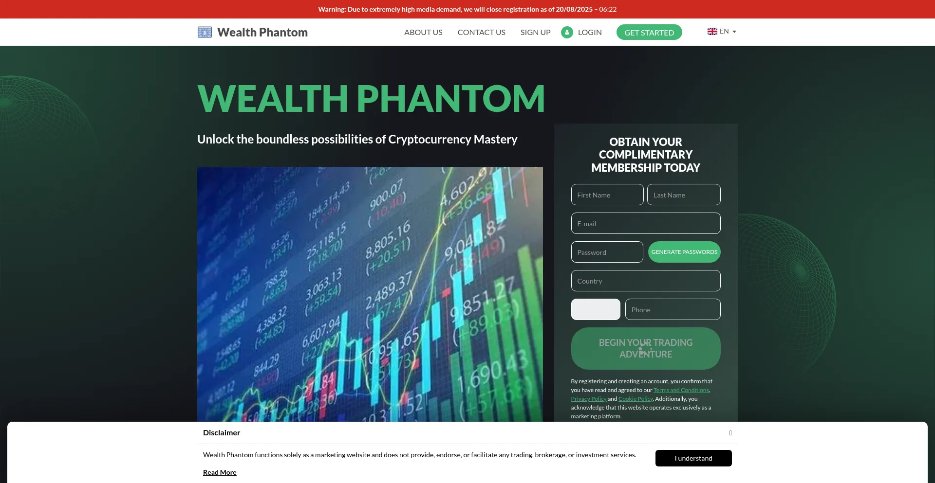 Website screenshot of Wealth-phantom.com